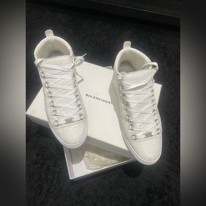*Gently Used* Balenciaga Arena White Leather High-Top Sneakers Size 10 US-43 EU